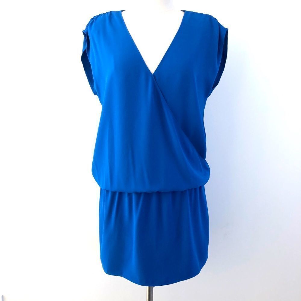 A New York Faux Wrap Crepe Tunic In Electric Blue